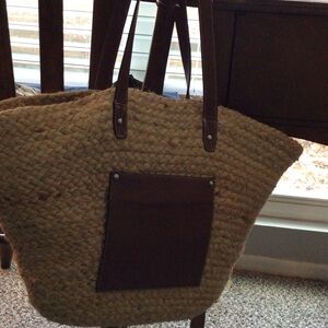 Haute Hippie Tan and Brown Woven Tote